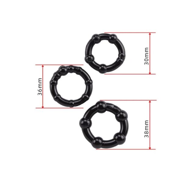 Set De Anillos Erectores Retardantes Con Perlas Stay Hard - Imagen 2