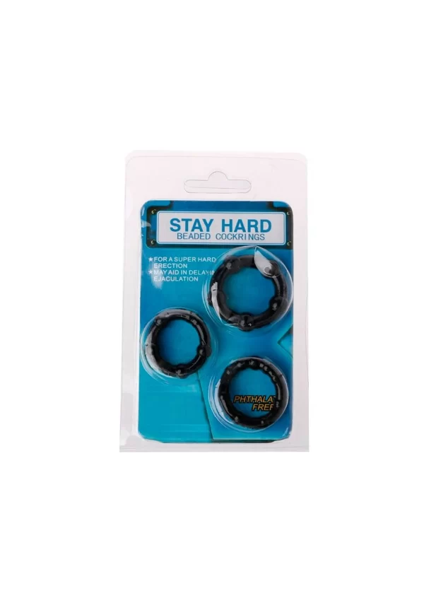 Set De Anillos Erectores Retardantes Con Perlas Stay Hard - Imagen 3